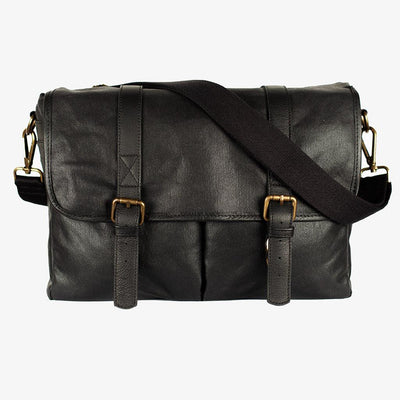 Here's the translation:
**Roma Black Waxed Canvas Kameratasche**
