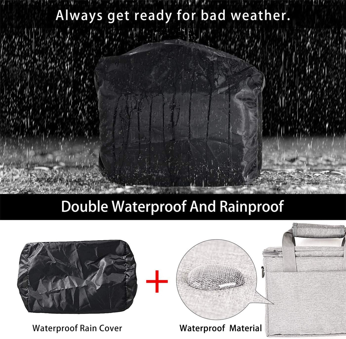 FOSOTO Shockproof Waterproof DSLR SLR Camera Case Bag Shoulder Bag for 1 Camera, 1 or 2 Lenses and Photo Accessories for Canon 700D 1200D 600D, Nikon Sony a7 II a6400, Panasonic