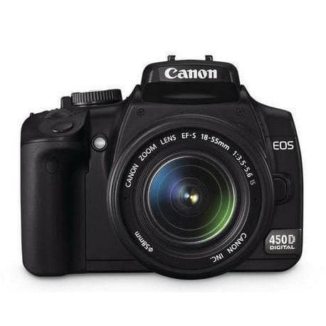 EOS 450D SLR – Schwarz + Canon Zoom-Objektiv EF-S 18-55mm f/3.5-5.6 IS · Hauptbild