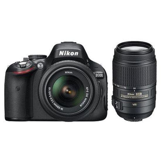 D5000 SLR - Black + Nikon AF-S Nikkor DX VR 18-55mm f/3.5-5.6 VR + AF-S Nikkor DX 55-200mm f/4-5.6G ED VR f/3.5-5.6 + f/4-5.6  · main image