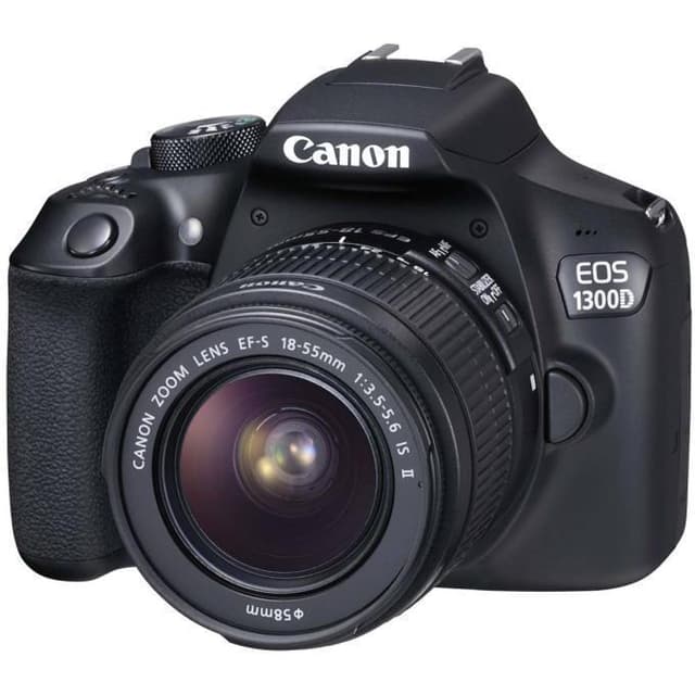 EOS 1300D SLR - Schwarz + Canon EF-S 18-55mm f/3.5-5.6 IS II Objektiv · Hauptbild