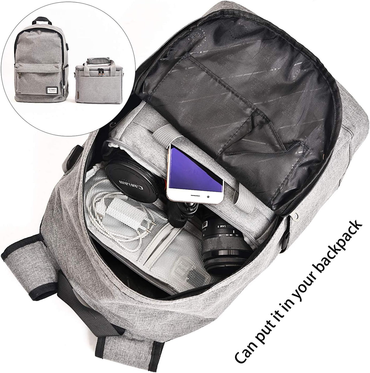 FOSOTO Shockproof Waterproof DSLR SLR Camera Case Bag Shoulder Bag for 1 Camera, 1 or 2 Lenses and Photo Accessories for Canon 700D 1200D 600D, Nikon Sony a7 II a6400, Panasonic 